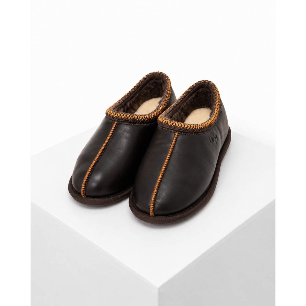 Ugg Mens Classic Tasman Leather Ironwood Brown Slippers Size 11 NIB